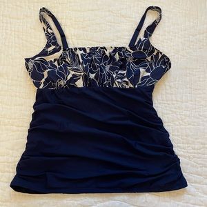 NWOT Lands End Navy Storm Slender Tankini Top